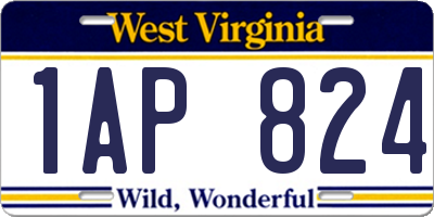 WV license plate 1AP824