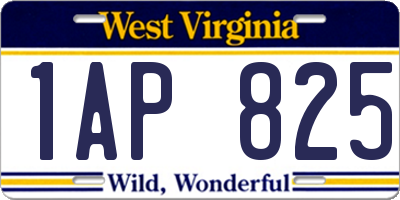WV license plate 1AP825