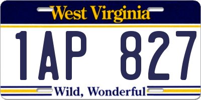 WV license plate 1AP827