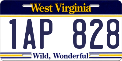 WV license plate 1AP828