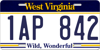 WV license plate 1AP842