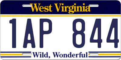 WV license plate 1AP844