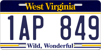 WV license plate 1AP849