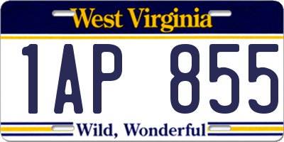 WV license plate 1AP855