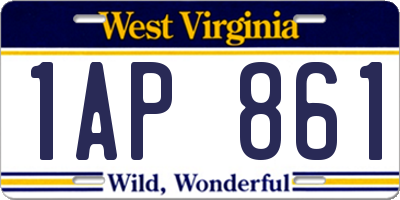 WV license plate 1AP861