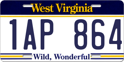 WV license plate 1AP864
