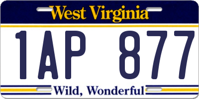 WV license plate 1AP877
