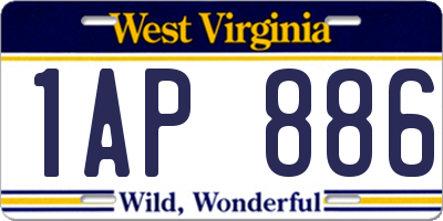 WV license plate 1AP886