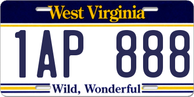 WV license plate 1AP888