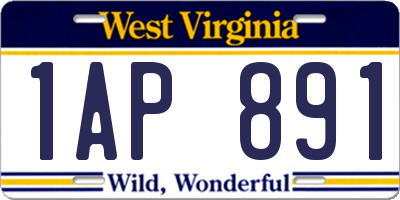 WV license plate 1AP891