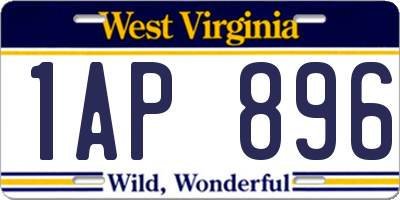 WV license plate 1AP896