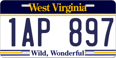 WV license plate 1AP897