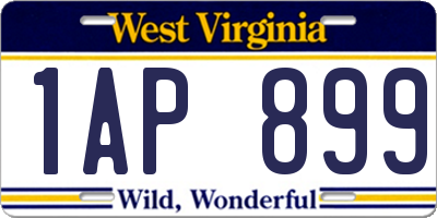 WV license plate 1AP899