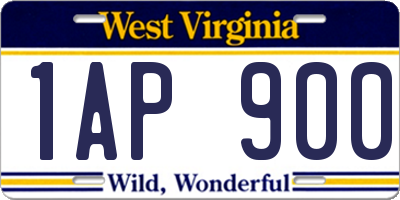 WV license plate 1AP900