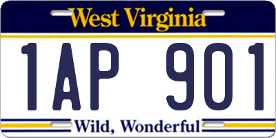 WV license plate 1AP901
