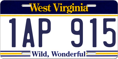 WV license plate 1AP915