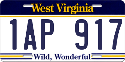 WV license plate 1AP917