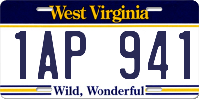 WV license plate 1AP941