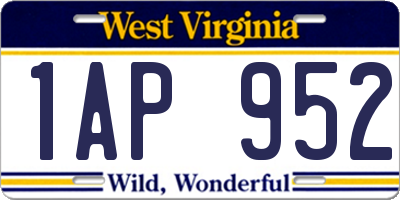 WV license plate 1AP952