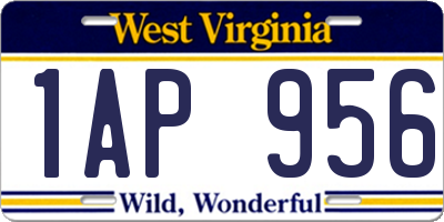 WV license plate 1AP956