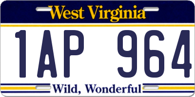 WV license plate 1AP964