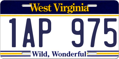 WV license plate 1AP975