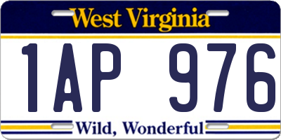 WV license plate 1AP976