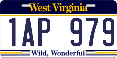WV license plate 1AP979