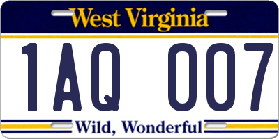 WV license plate 1AQ007