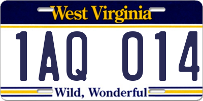 WV license plate 1AQ014