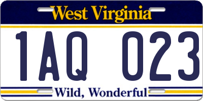 WV license plate 1AQ023