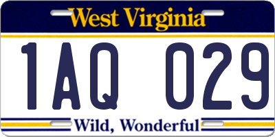 WV license plate 1AQ029