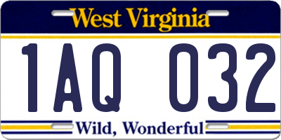 WV license plate 1AQ032