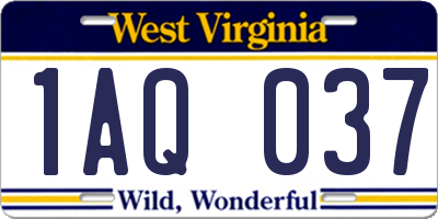 WV license plate 1AQ037