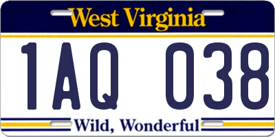 WV license plate 1AQ038