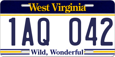 WV license plate 1AQ042