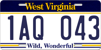 WV license plate 1AQ043
