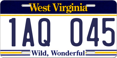 WV license plate 1AQ045