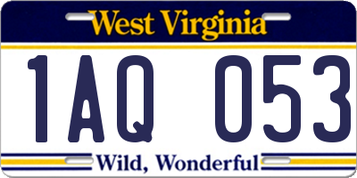 WV license plate 1AQ053