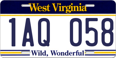 WV license plate 1AQ058