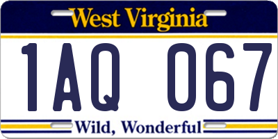 WV license plate 1AQ067