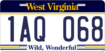 WV license plate 1AQ068