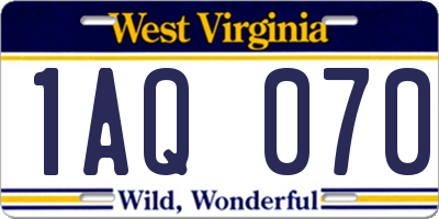 WV license plate 1AQ070