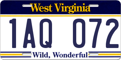 WV license plate 1AQ072