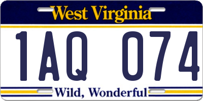 WV license plate 1AQ074