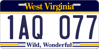 WV license plate 1AQ077