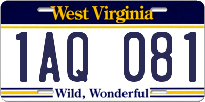WV license plate 1AQ081