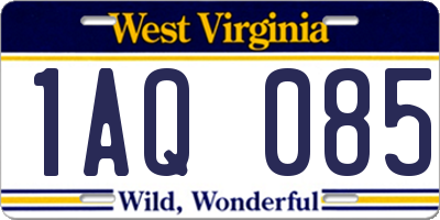 WV license plate 1AQ085