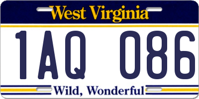 WV license plate 1AQ086