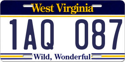WV license plate 1AQ087